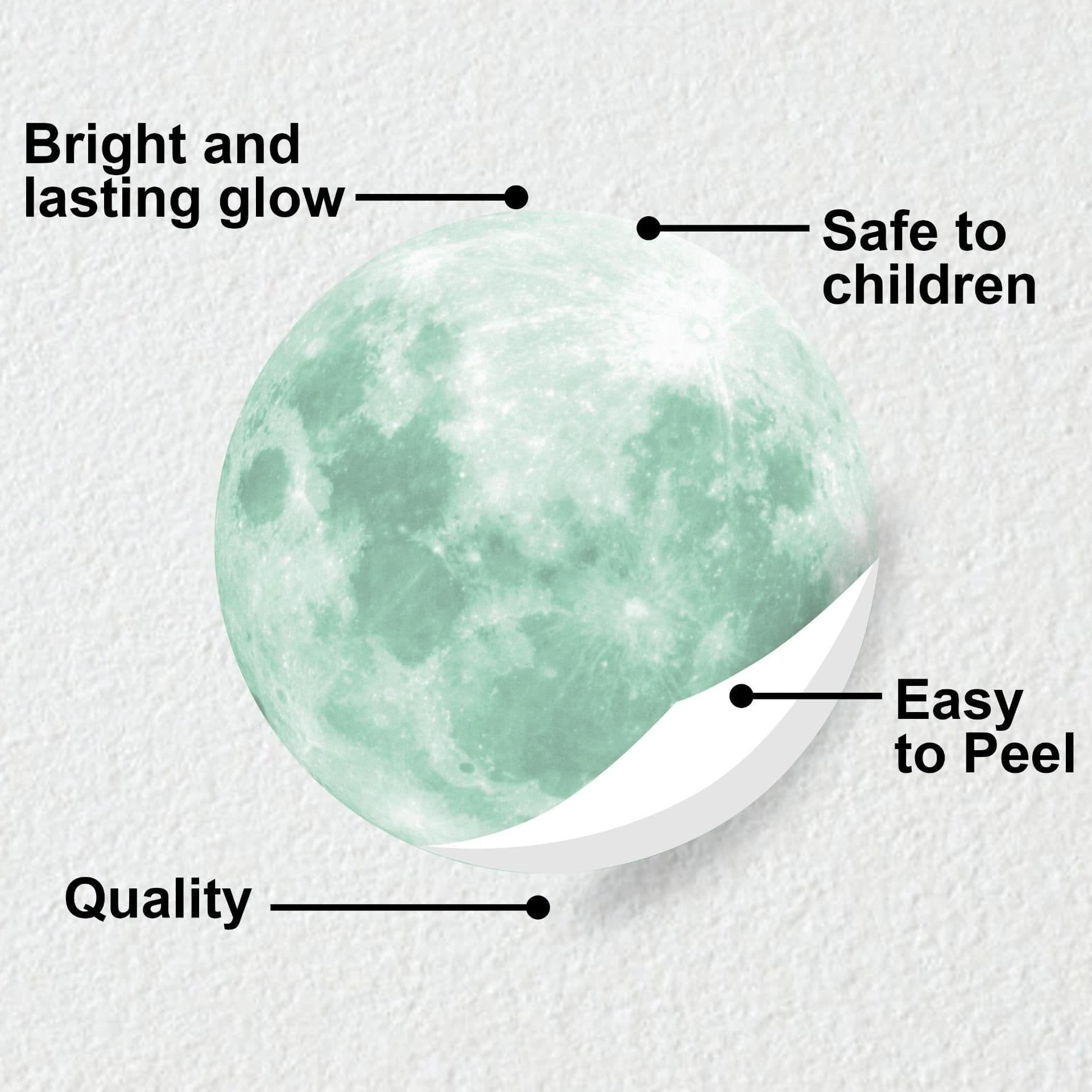 image-Glow In The Dark Full Moon And Star Wall Sticker - Bedroom Ceiling Decoration Large Glowing Decal
