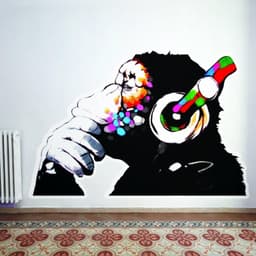 image-Banksy Thinking Monkey Sticker - Art Vinyl Street Dj Baksy Wall Decal