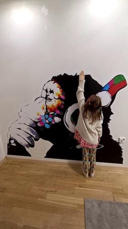 image-Banksy Thinking Monkey Sticker - Art Vinyl Street Dj Baksy Wall Decal
