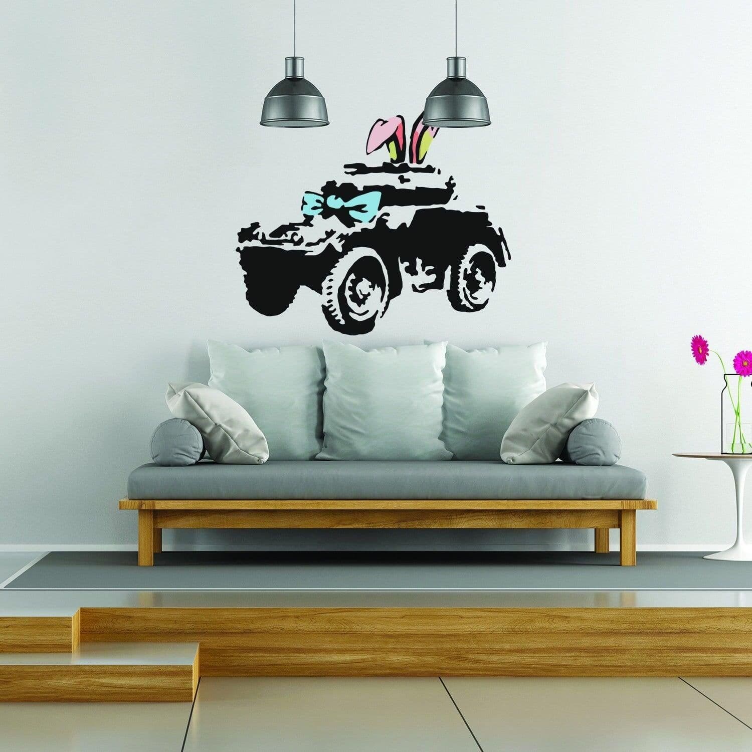image-Banksy Armoured Car Wall Art Sticker - Street Graffiti Artwork Cool Vinyl Decal