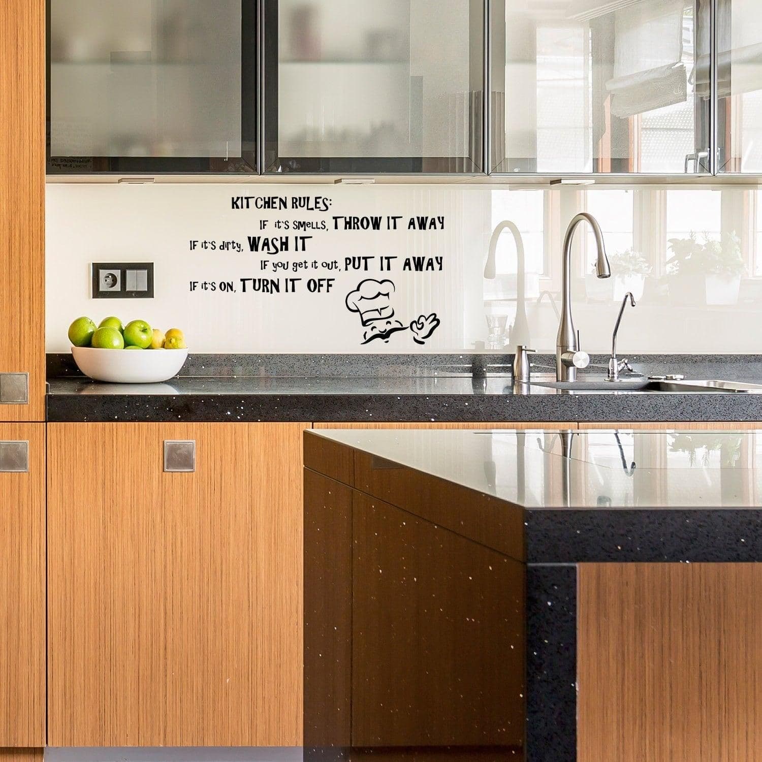 image-Family Kitchen Rule Quote Wall Sticker - House Art Home Sign Decor Funny Saying Vinyl Decal