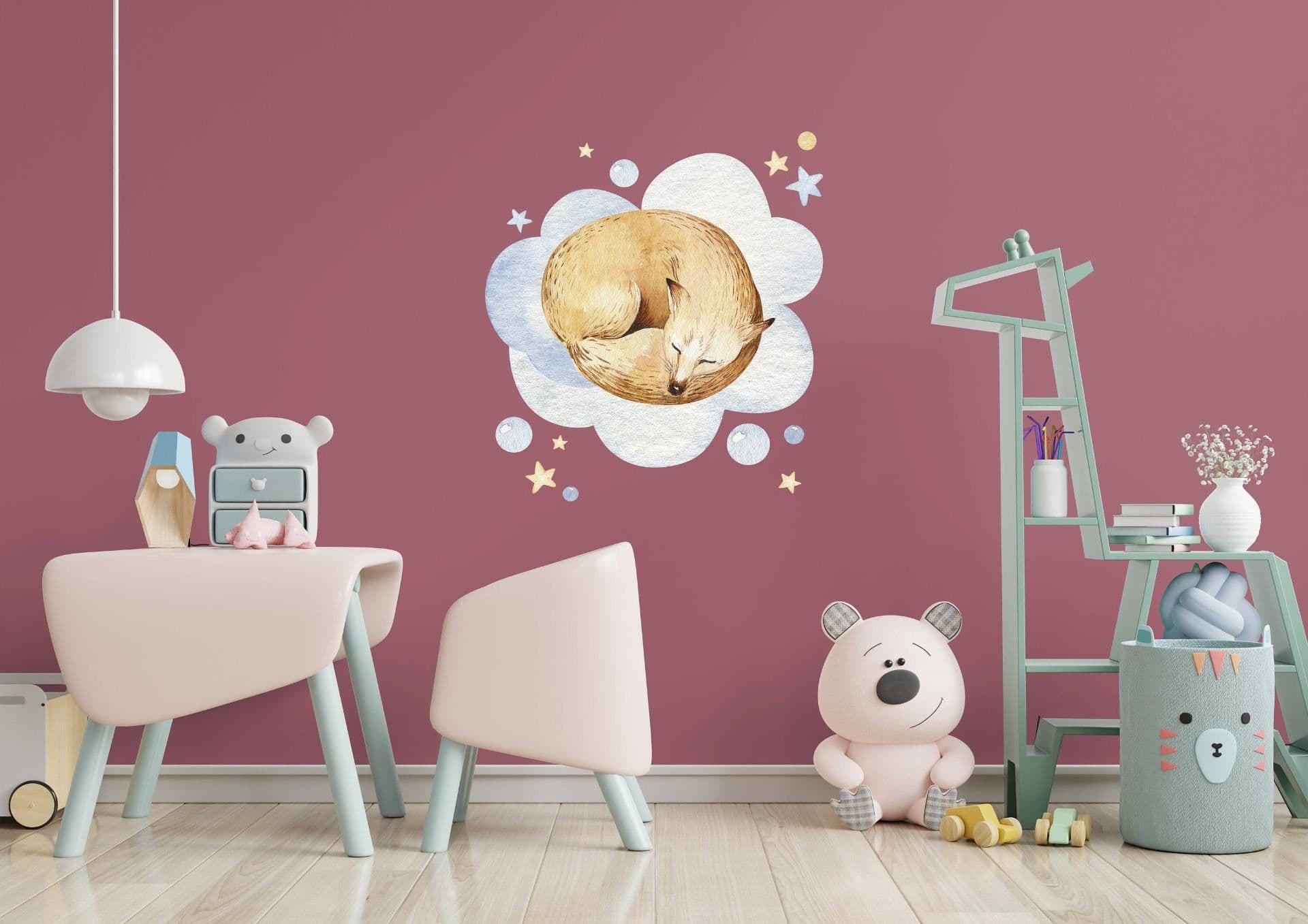 image-Baby Nursery Dream Wall Sticker - Animal Cloud Decor Decal For Boy Girl Room