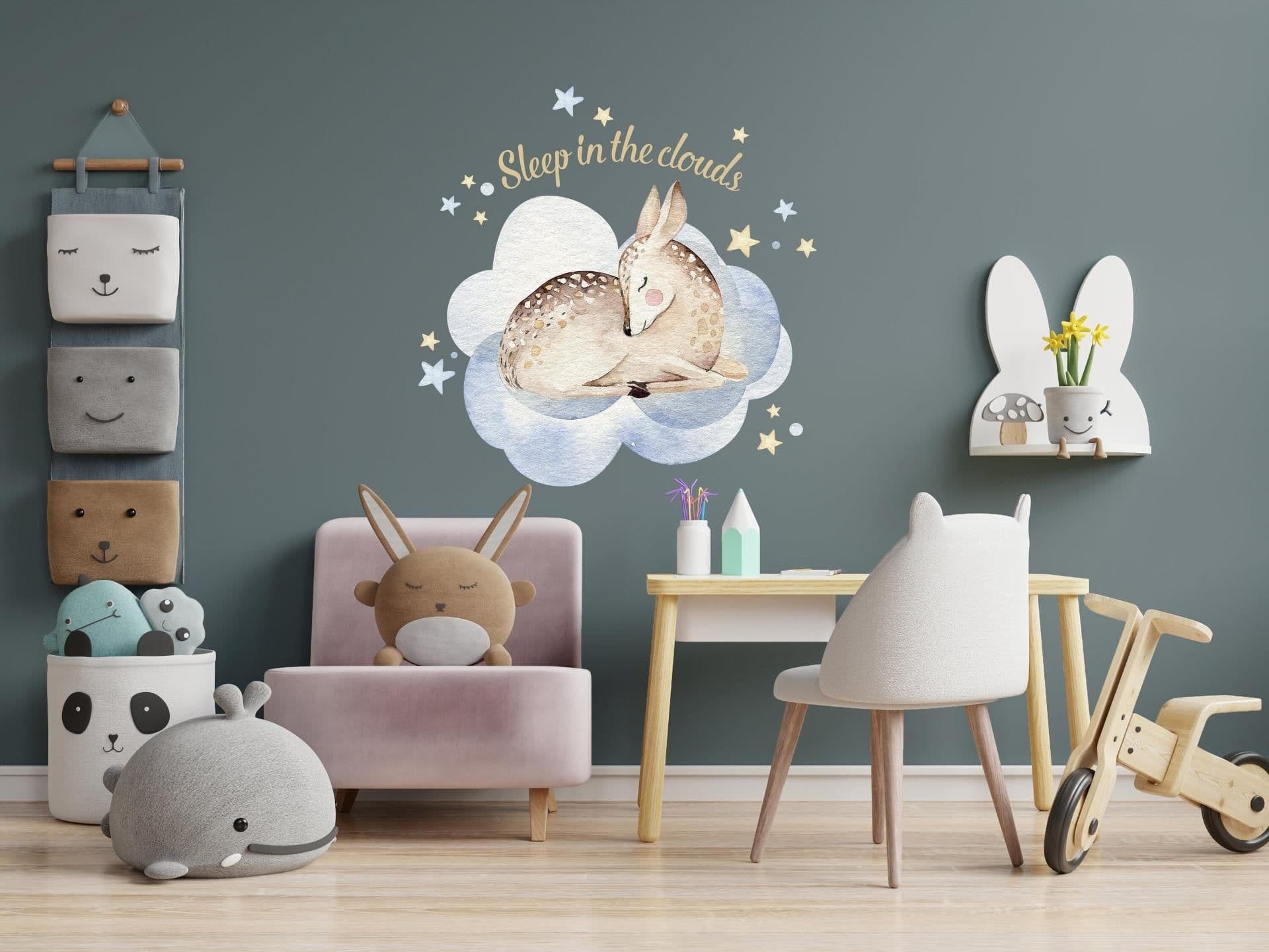 image-Baby Nursery Dream Wall Sticker - Animal Cloud Decor Decal For Boy Girl Room