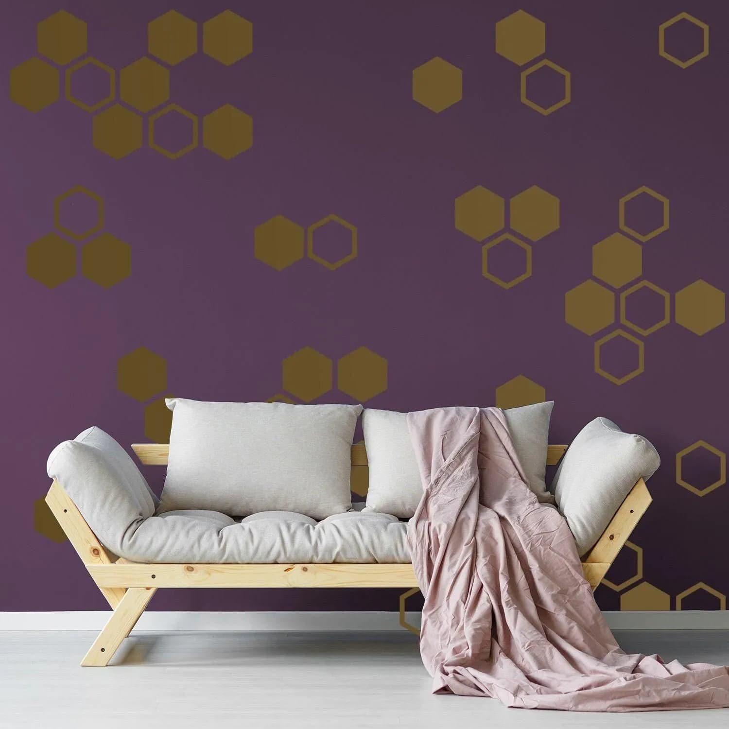 image-50x Honeycomb Wall Stickers Decor - Geometric Hexagon Sticker For Bedroom Living Room