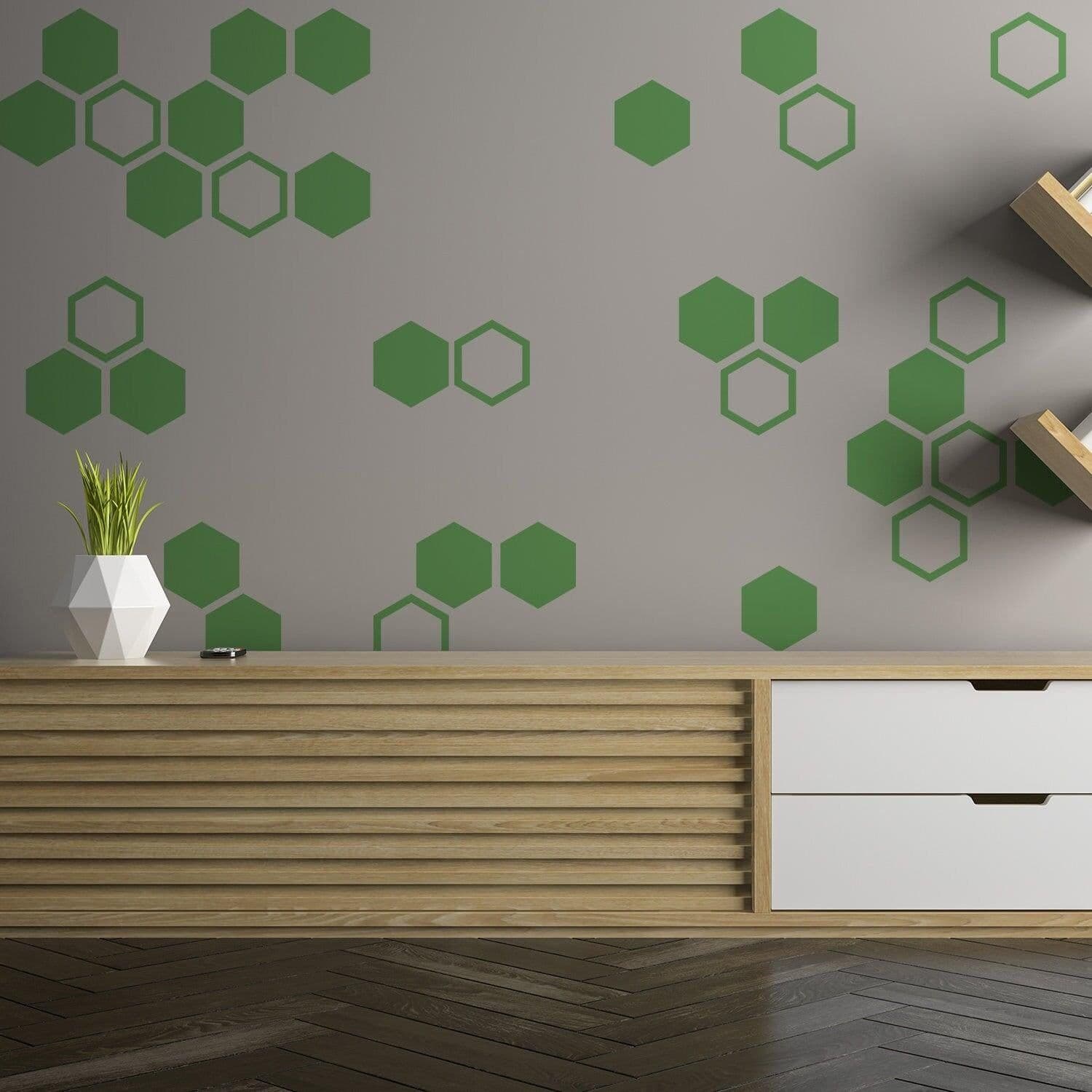 image-50x Honeycomb Wall Stickers Decor - Geometric Hexagon Sticker For Bedroom Living Room