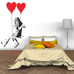image-Banksy Girl With Heart Balloon Wall Sticker - Vinyl Baloon Hot Air Pop Art Decal