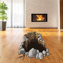 image-3d Floor Porthole Sticker - Self Adhesive Art Mural Living Room Vinyl Hole Decal For Interior