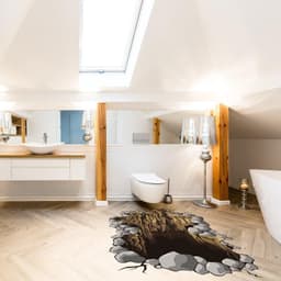 image-3d Floor Porthole Sticker - Self Adhesive Art Mural Living Room Vinyl Hole Decal For Interior
