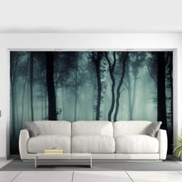 image-Foggy Forest Wallpaper Sticker Mural - Night Tree Fog Removable Wall Paper Art Decal