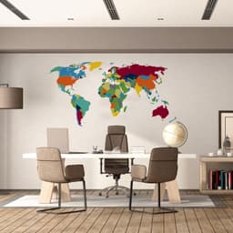 image-Large World Map Wall Decal - Sticker For Bedroom Playroom Boys Room Mural Decor