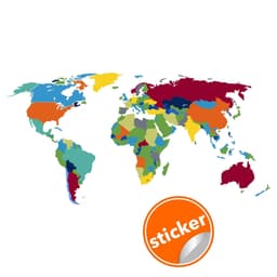 image-Large World Map Wall Decal - Sticker For Bedroom Playroom Boys Room Mural Decor