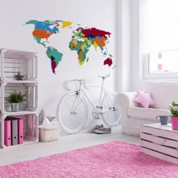 image-Large World Map Wall Decal - Sticker For Bedroom Playroom Boys Room Mural Decor