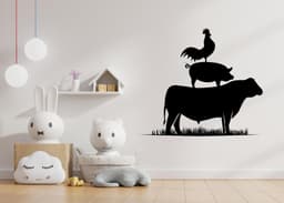image-Livestock Farm Animals Wall Sticker - Farm Pig Cattle Chicken Car Decal