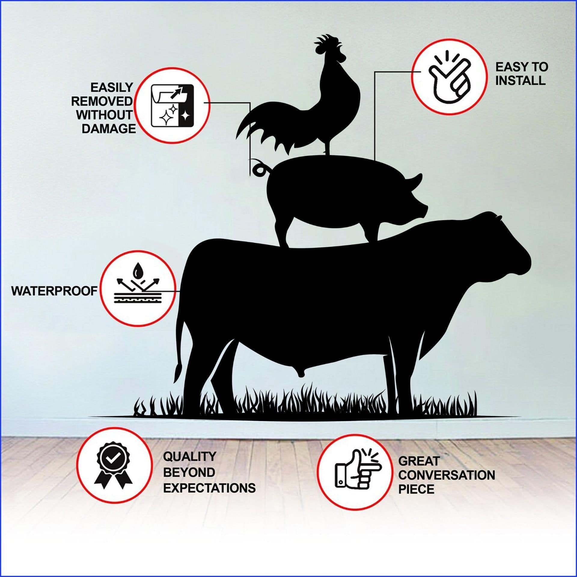 image-Livestock Farm Animals Wall Sticker - Farm Pig Cattle Chicken Car Decal