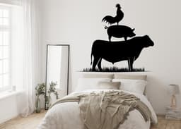 image-Livestock Farm Animals Wall Sticker - Farm Pig Cattle Chicken Car Decal