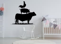 image-Livestock Farm Animals Wall Sticker - Farm Pig Cattle Chicken Car Decal