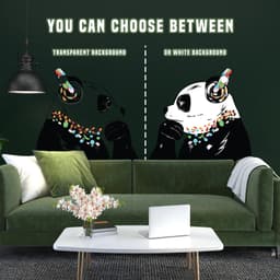 image-Panda Wall Art Sticker - Thinking Dj Panda Bear Head Headphones Vinyl Decal