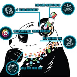 image-Panda Wall Art Sticker - Thinking Dj Panda Bear Head Headphones Vinyl Decal