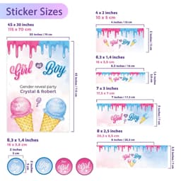 image-Gender Reveal Party Decal Set | Personalized Boy or Girl Stickers | Ice Cream Theme Party Decor | DIY Baby Shower Decorations Labels *!