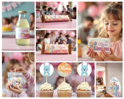 image-Personalized Kids Party Decal Set | Animal Theme Party Stickers | Custom Name Age Bottle, Box, & Treat Decals | DIY Birthday Decorations *!