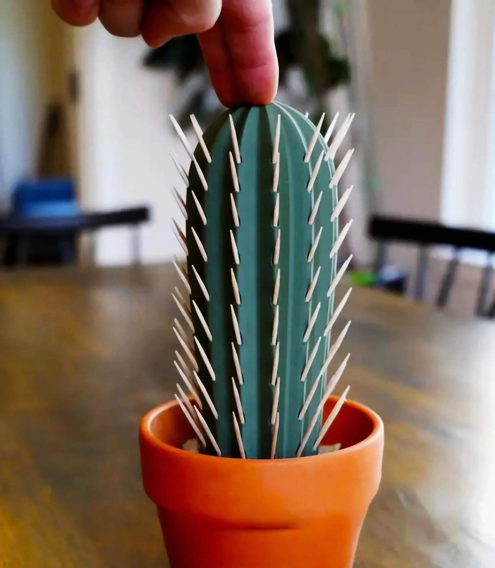 image-Cactus Toothpick Holder | 3D Printed Unique Party Table Accessory | Toothpick Dispenser for Cheese Fruit Boards | Kitchen Fun Decor Gift