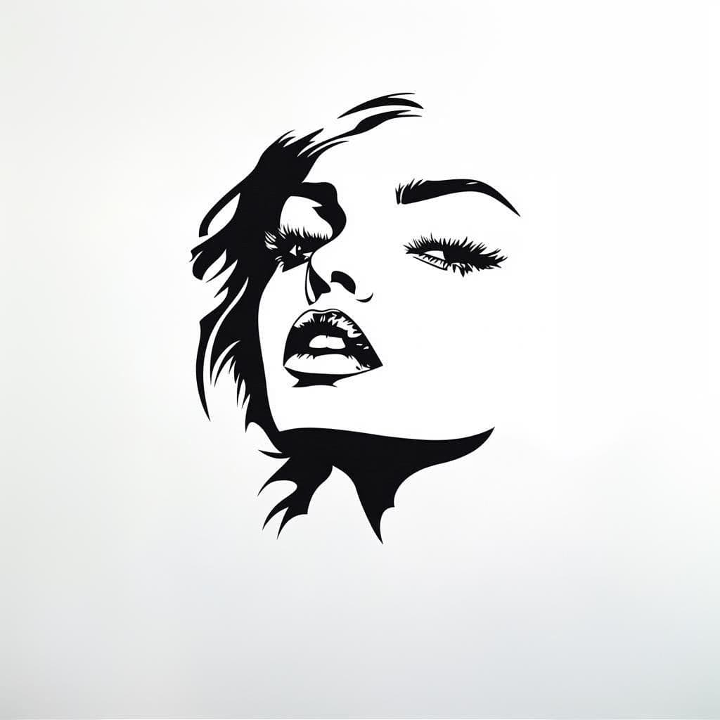 image-Stylized Female Face Wall Decal | Modern Art Wall Sticker Decor | Removable Minimalist Wall Sticker for Bedroom or Salon | Artistic Wall Art