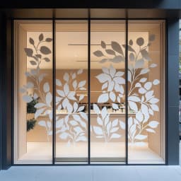 image-White Window Decal | Botanical Vinyl Sticker for Glass | Storefront Privacy Decor | Large Leaf Design Window Art | Business Salon Decoration