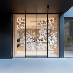 image-White Window Decal | Botanical Vinyl Sticker for Glass | Storefront Privacy Decor | Large Leaf Design Window Art | Business Salon Decoration