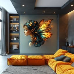 image-Magical Fairy Wall Decal | Glowing Butterfly Wings Sticker | Fantasy Elf Vinyl Mural | Enchanted Bedroom Decor Mystical Peel Stick Wall Art