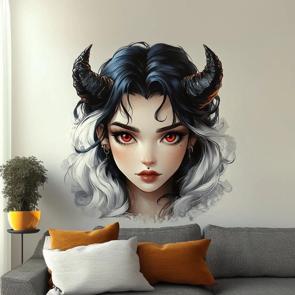 image-Magical Fairy Wall Decal | Glowing Butterfly Wings Sticker | Fantasy Elf Vinyl Mural | Enchanted Bedroom Decor Mystical Peel Stick Wall Art