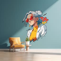 image-Anime Girl Wall Decal | Cool Anime Wall Art | Removable Vinyl Sticker | Teen Room Decor | Japanese Cartoon Style | Gift for Anime Fans