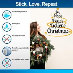 image-Heartwarming Christmas Quote Wall Vinyl Sticker - "Joy Hope Peace Believe Christmas"