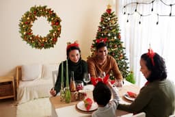 image-Christmas Wreath Wall Decal - Lights Ornaments Decor Sticker - Festive Wall Art Mural
