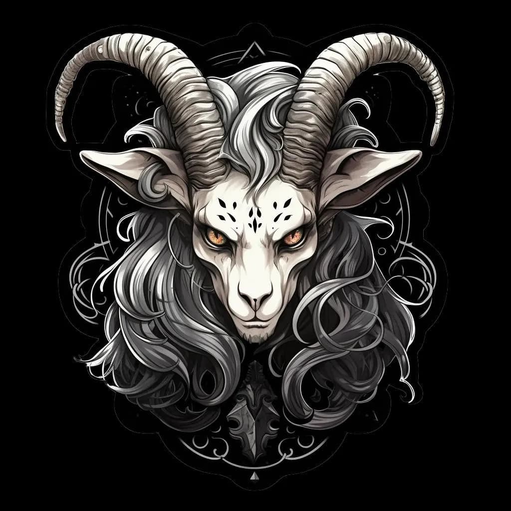 image-Zodiac Goat Wall Decal in Gothic Pop Surrealism Style
