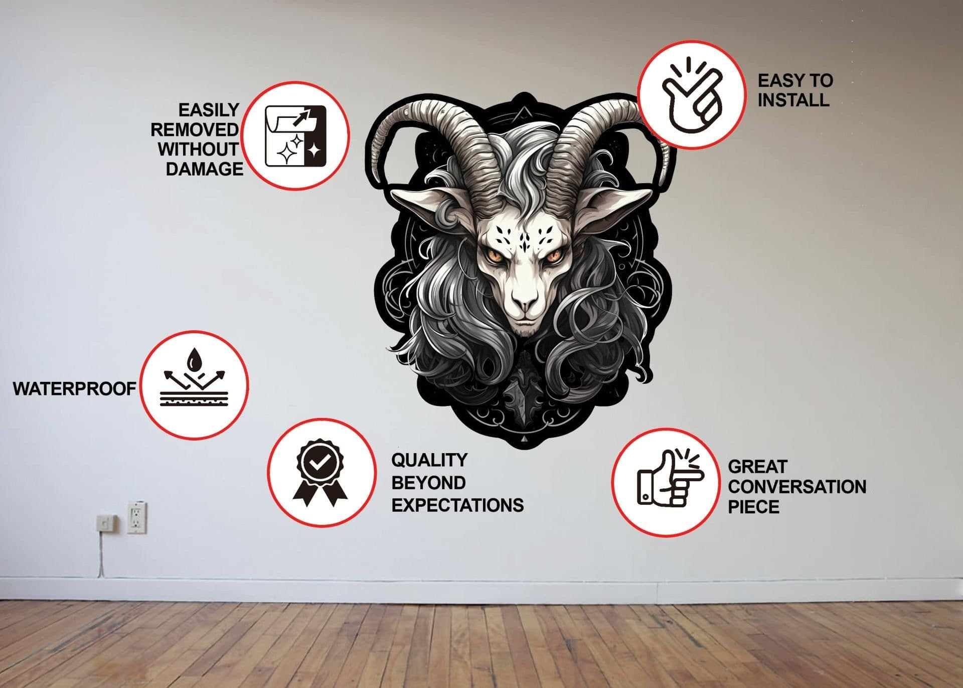 image-Zodiac Goat Wall Decal in Gothic Pop Surrealism Style