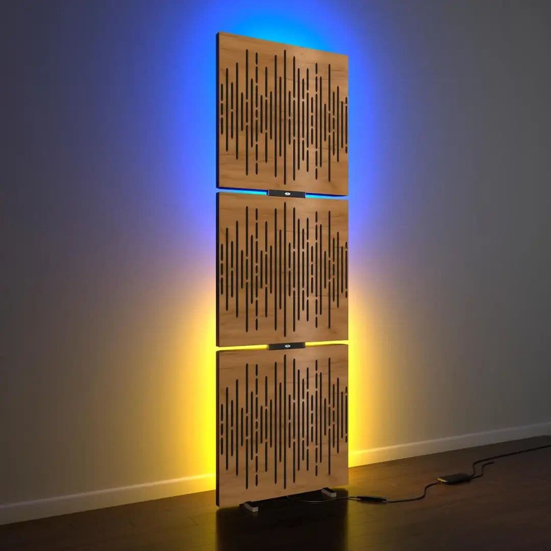 image-3-Pack WAVE Acoustic Panels with RGB LED Stand Light