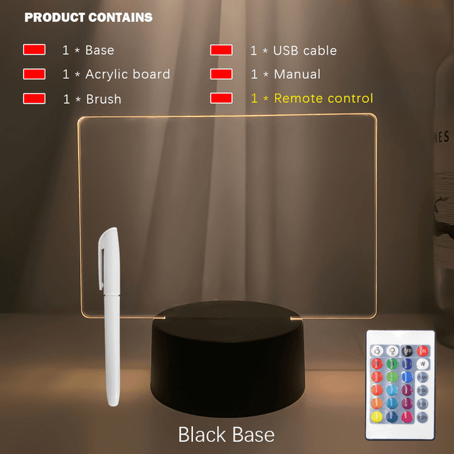 image-Touch Control Base Rewritable 3D Night Light with Message Board