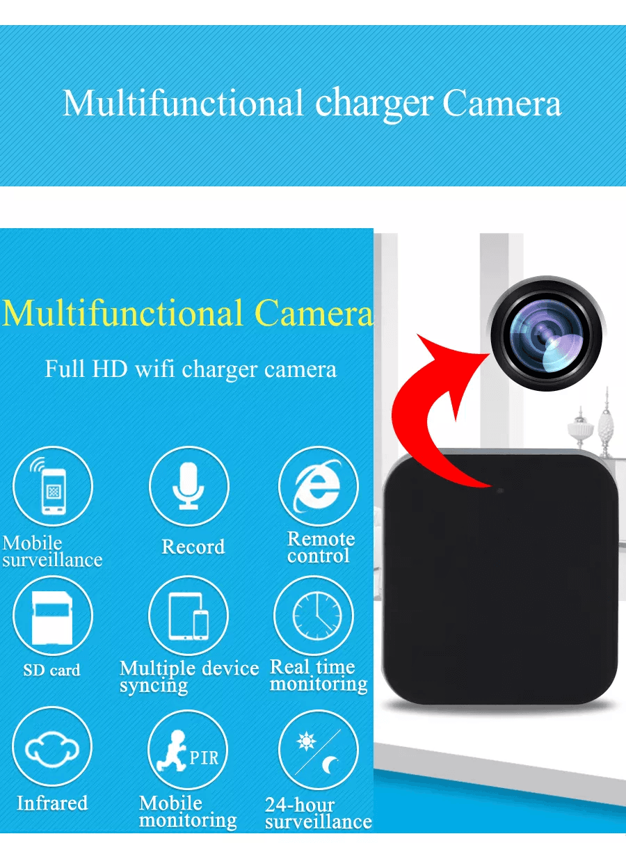 image-Night Vision 1080P Wifi Nanny Cam Wall Charger Hidden Spy Cameras