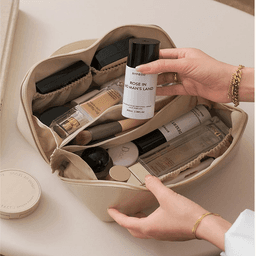 image-Cosmetic Bag Leather Makeup Organizer Female Toiletry Kit Bags