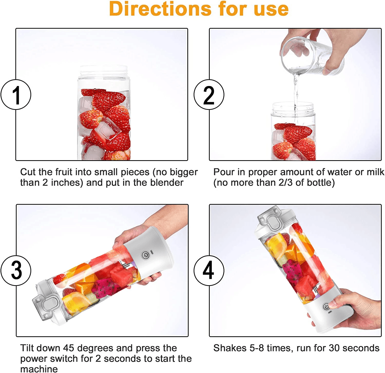 image-600ML Waterproof Electric Juicer Fruit Mixers Bottle Blender
