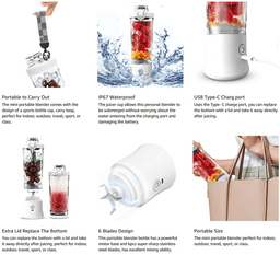image-600ML Waterproof Electric Juicer Fruit Mixers Bottle Blender