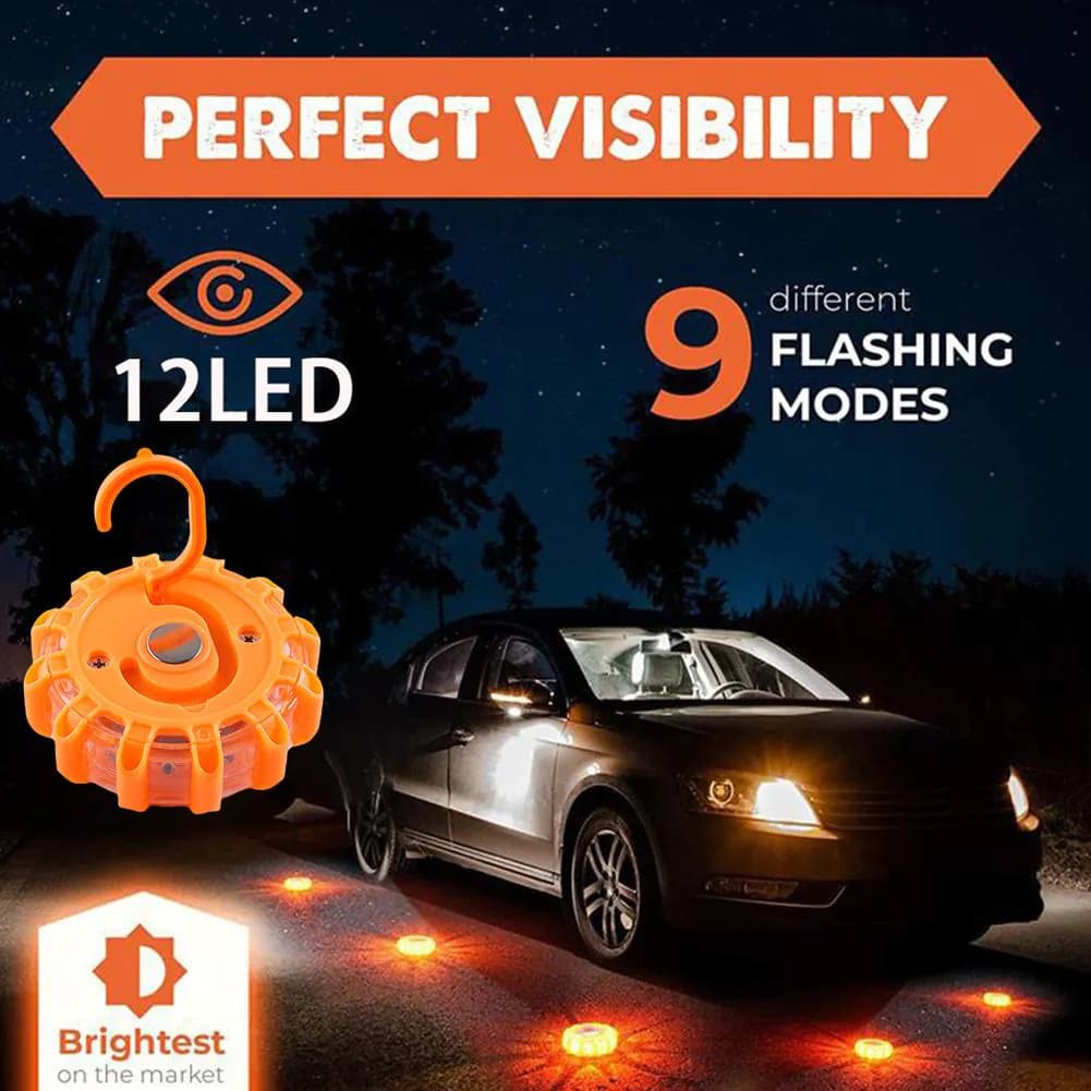 image-LED Roadside Safety Beacon Disc Car Flashing Warning Flare Lights