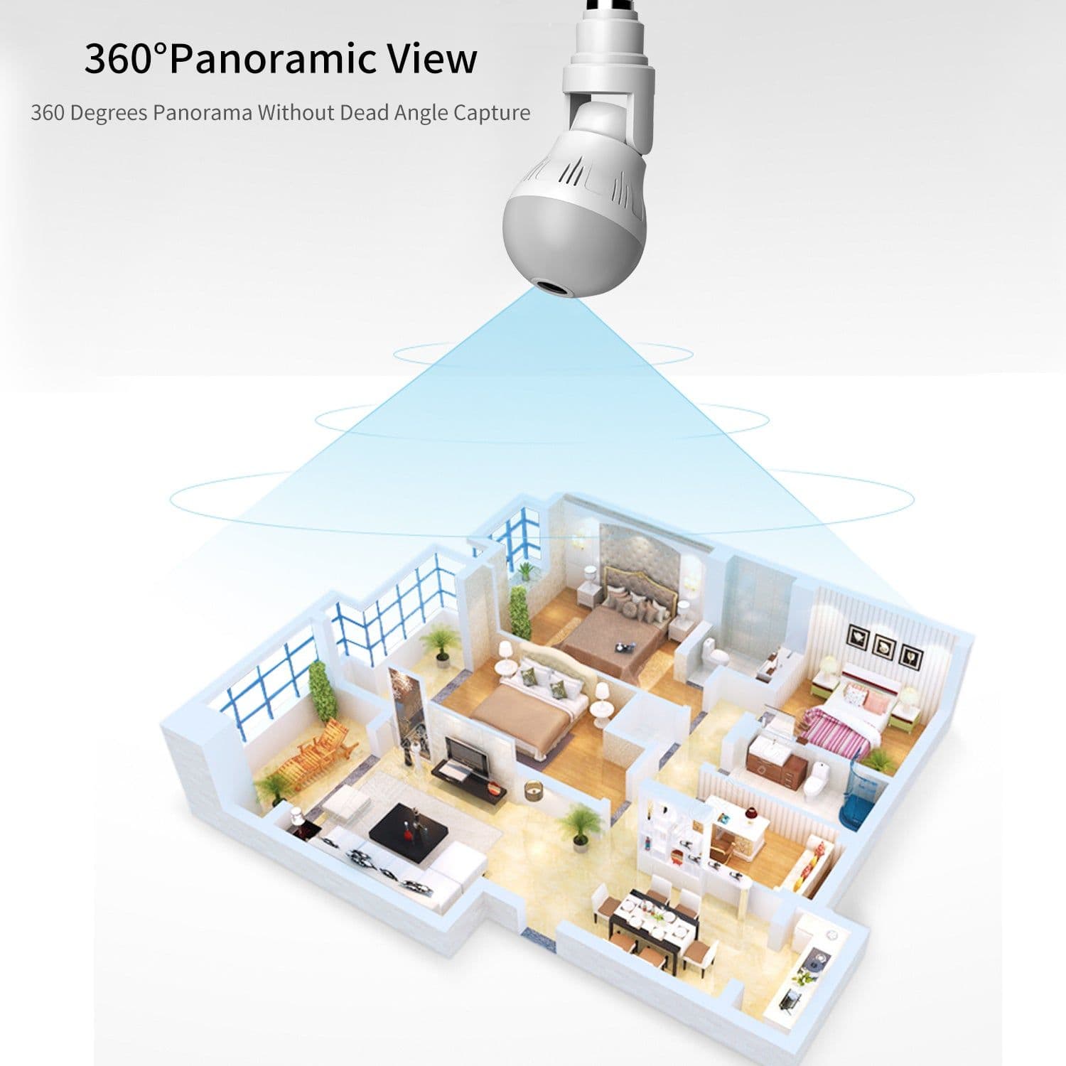 image-Night Vision 360 Wifi Panorama Camera Bulb