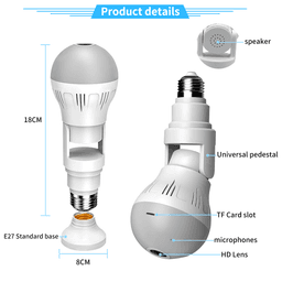 image-Night Vision 360 Wifi Panorama Camera Bulb