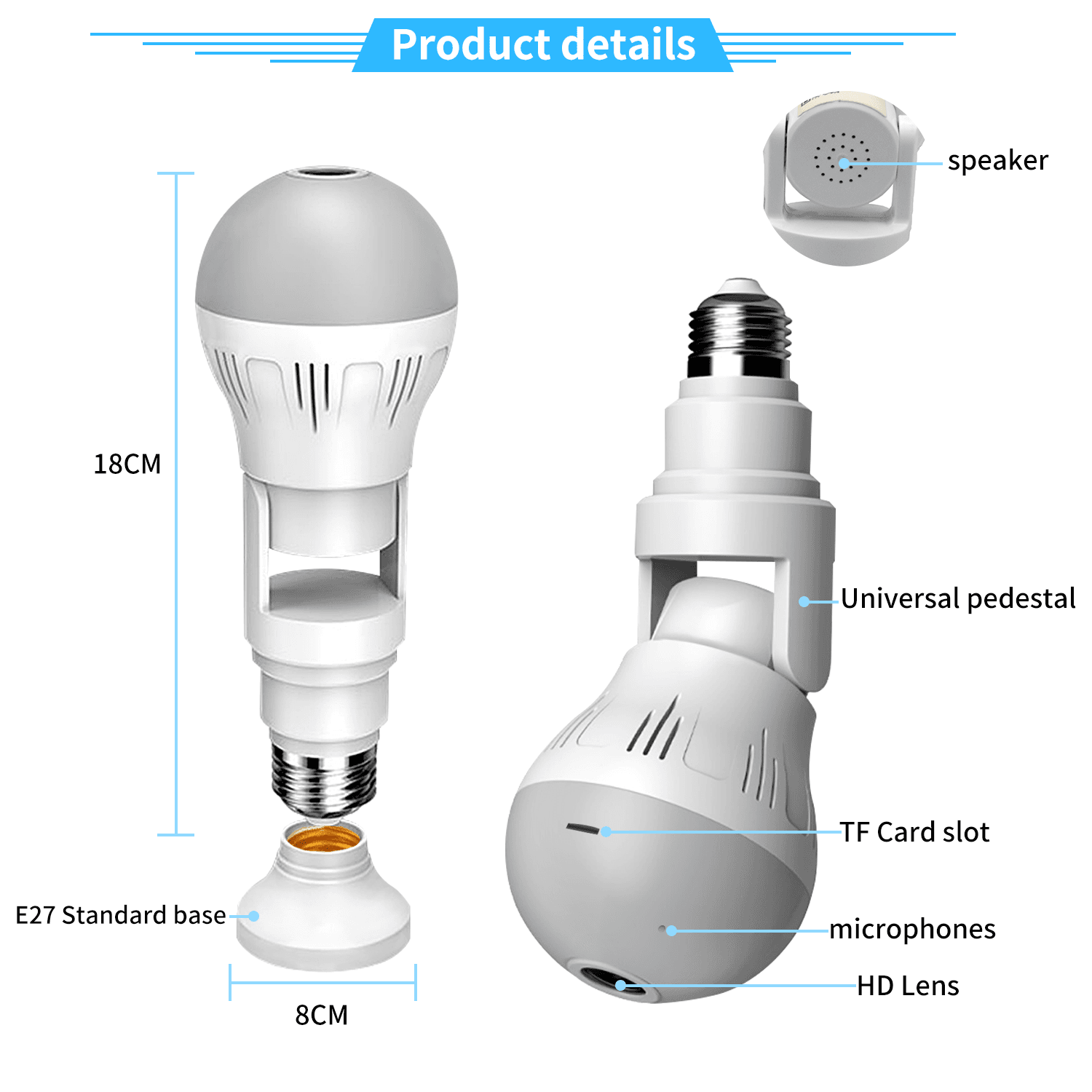 image-Night Vision 360 Wifi Panorama Camera Bulb
