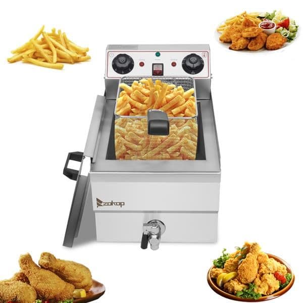 image-12.5qt/11.8l Stainless Steel Faucet Single Tank Deep Fryer