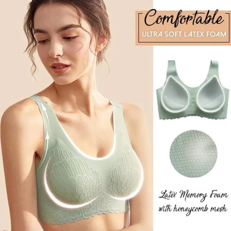image-Thailand Latex Underwear Women's Bra Seamless Steel Ring Bra