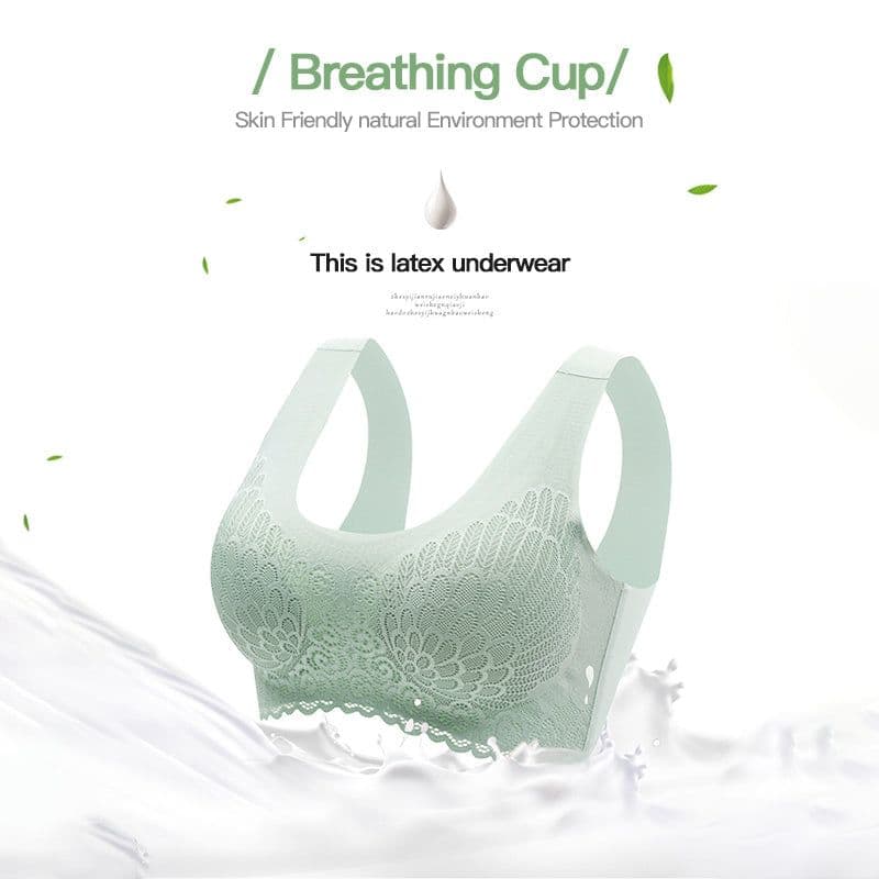 image-Thailand Latex Underwear Women's Bra Seamless Steel Ring Bra