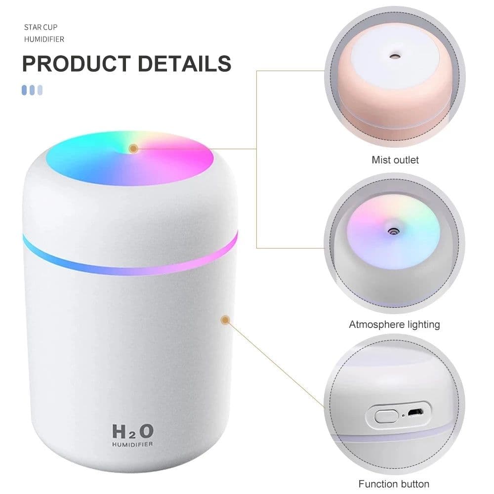 image-Portable Air Humidifier Mist Sprayer with Colorful Night Light