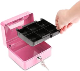 image-Small Metal Money Bank with Lock Coin Cash Safe Box Piggy Bank